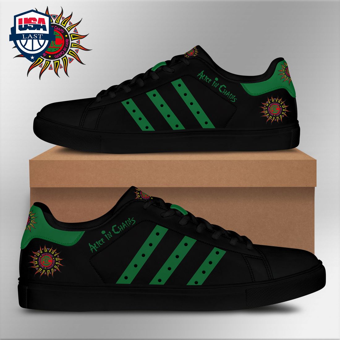 Alice In Chains Green Stripes Style 1 Stan Smith Low Top Shoes
