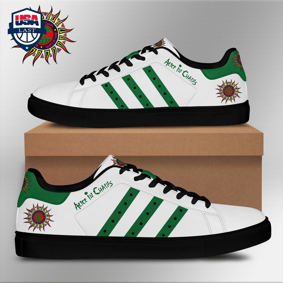 Alice In Chains Green Stripes Style 2 Stan Smith Low Top Shoes