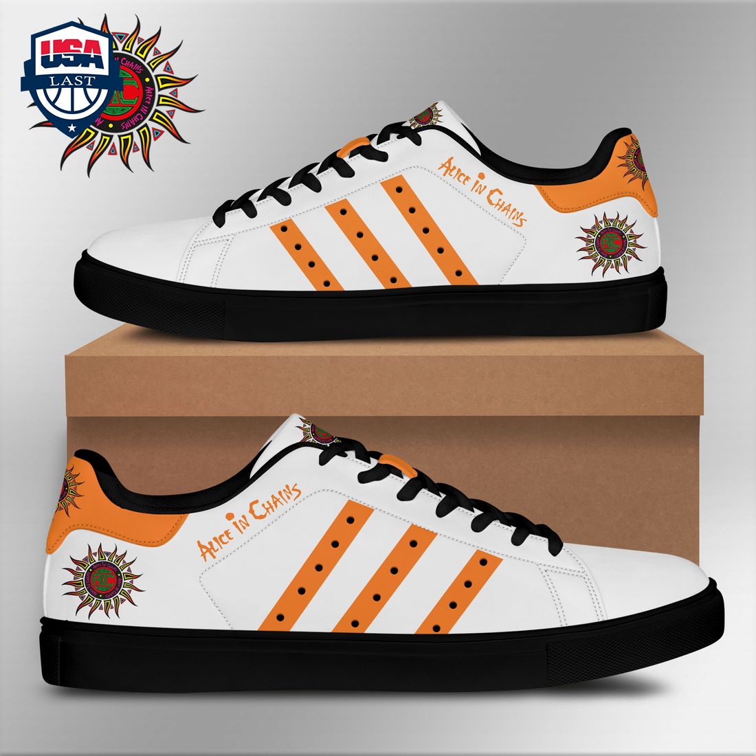 Alice In Chains Orange Stripes Style 1 Stan Smith Low Top Shoes
