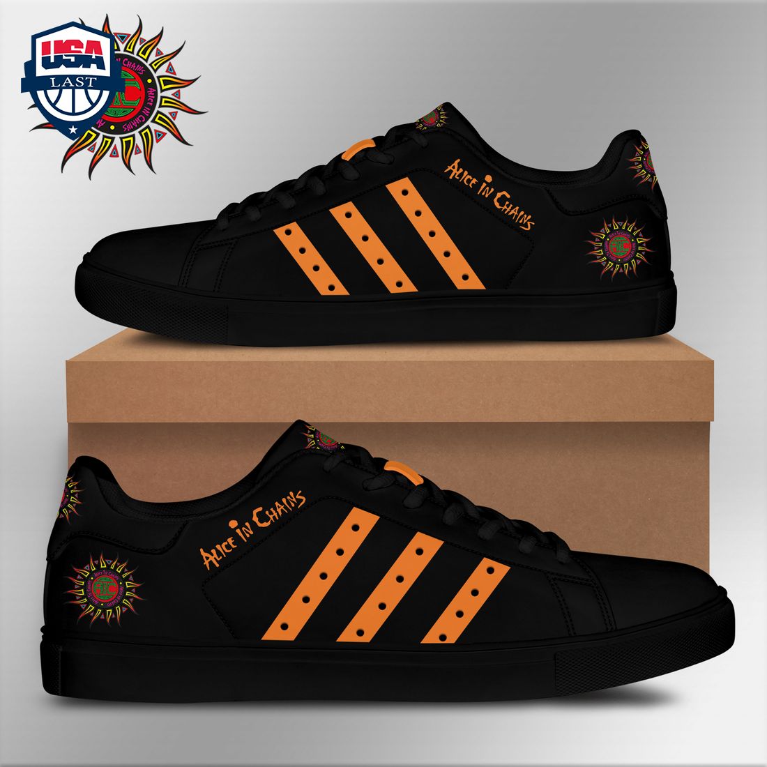 Alice In Chains Orange Stripes Style 2 Stan Smith Low Top Shoes