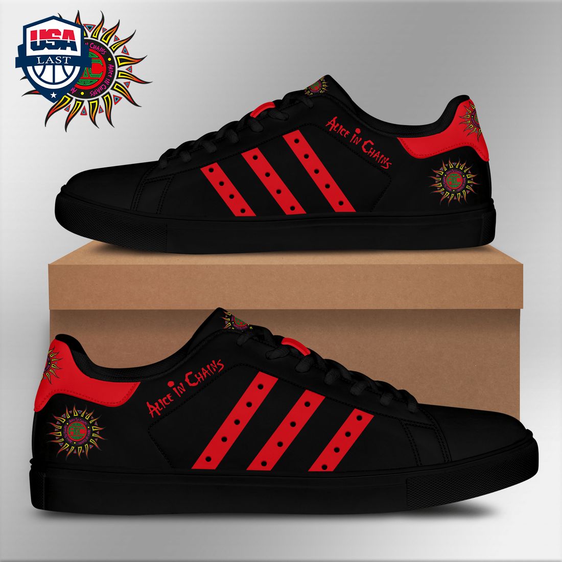Alice In Chains Red Stripes Style 1 Stan Smith Low Top Shoes