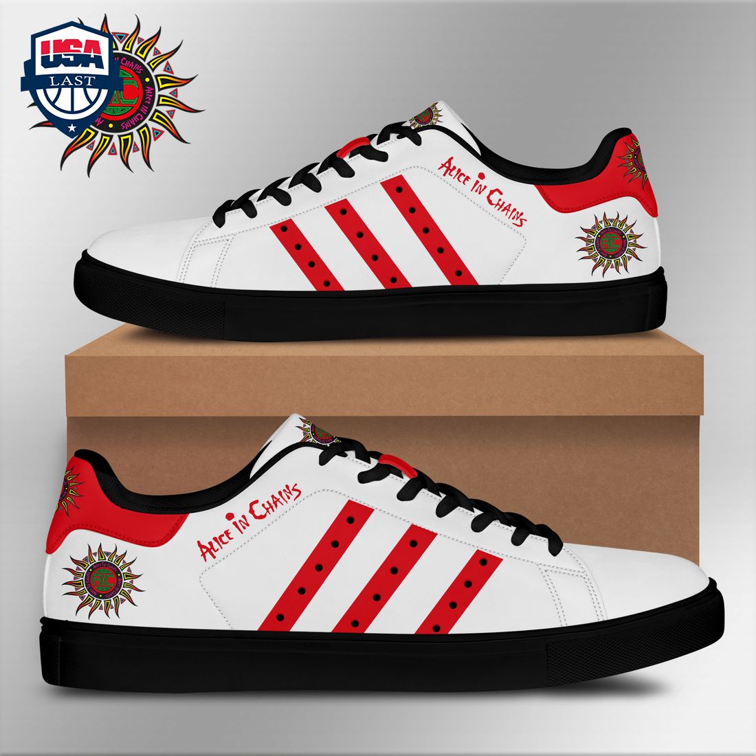 Alice In Chains Red Stripes Style 2 Stan Smith Low Top Shoes