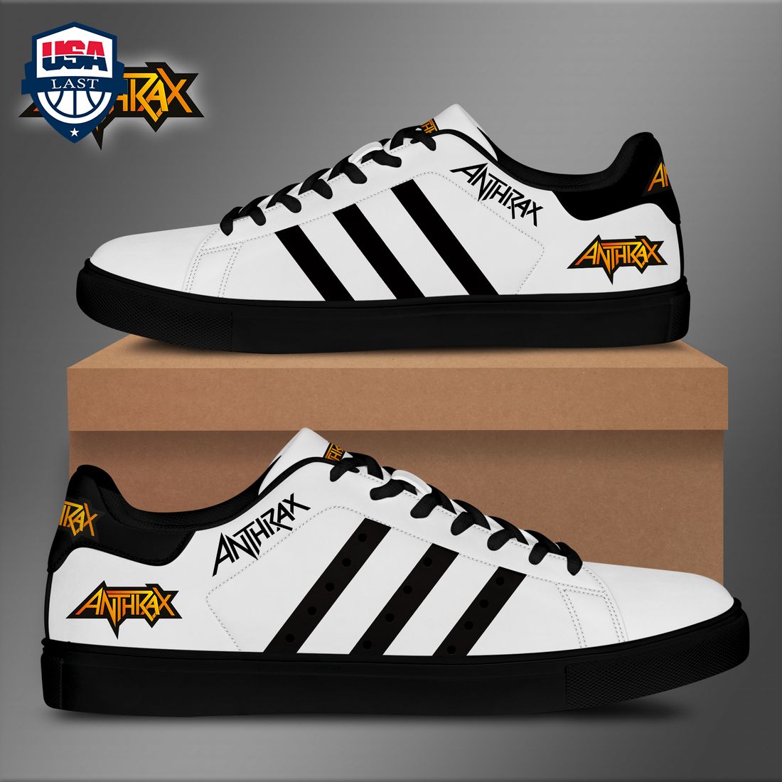 Anthrax Black Stripes Style 1 Stan Smith Low Top Shoes