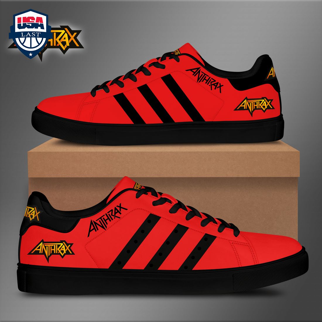 Anthrax Black Stripes Style 3 Stan Smith Low Top Shoes