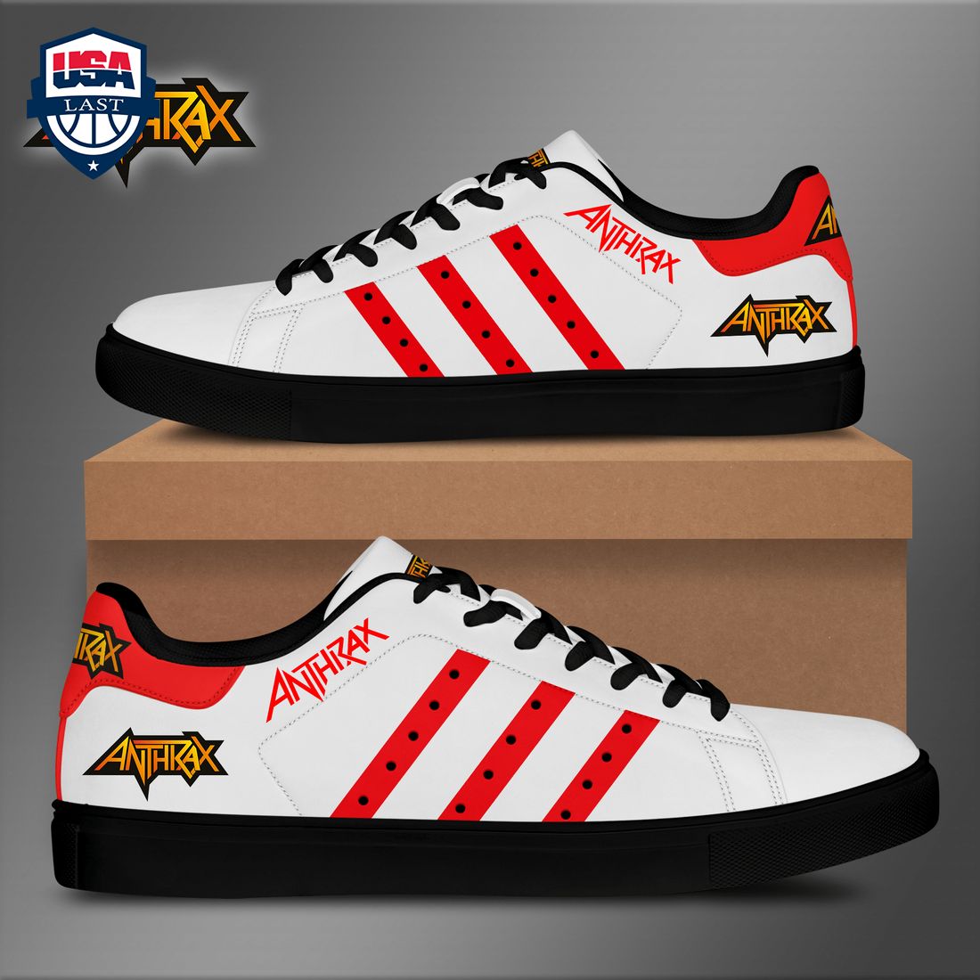 Anthrax Red Stripes Style 2 Stan Smith Low Top Shoes