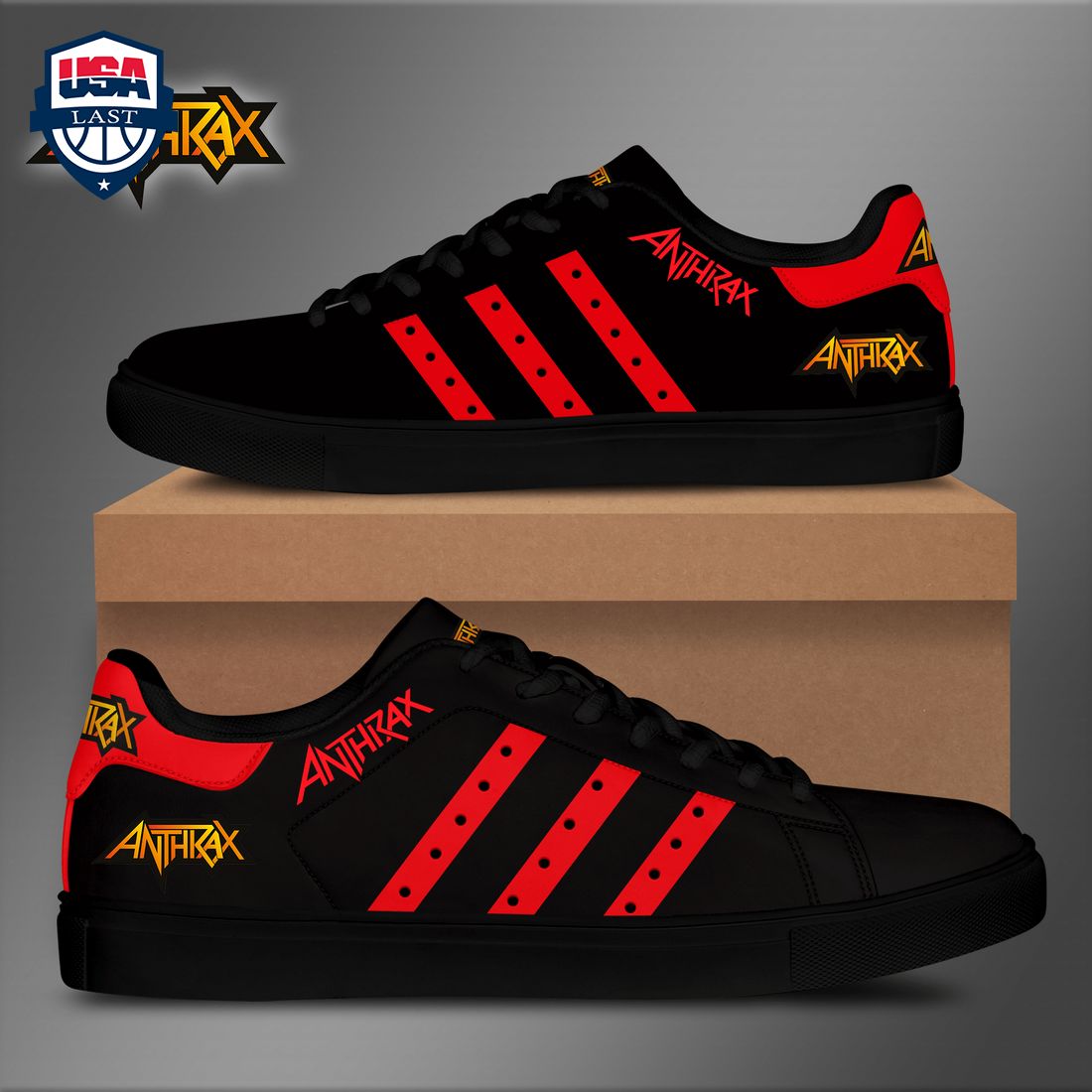 Anthrax Red Stripes Style 3 Stan Smith Low Top Shoes