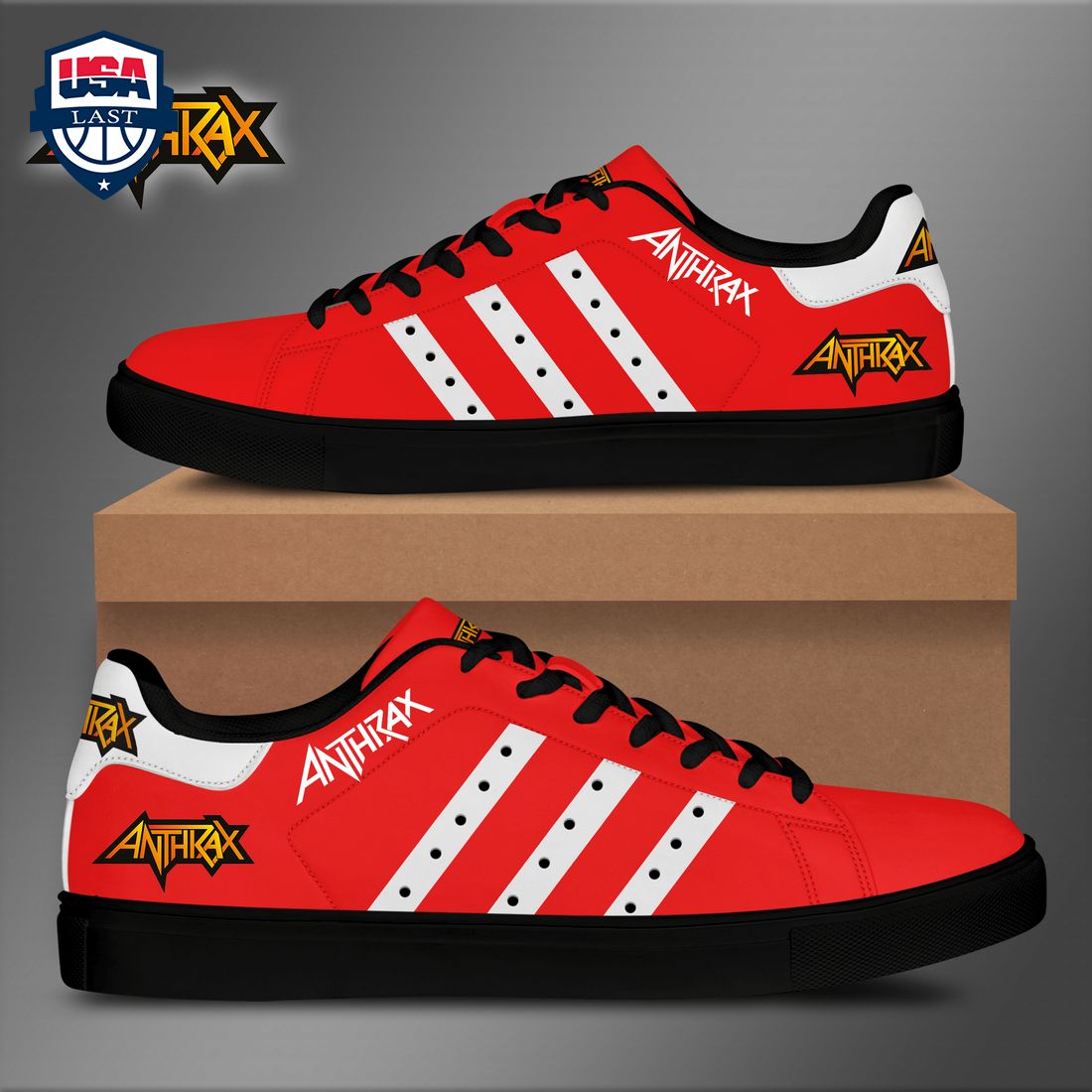 Anthrax White Stripes Style 3 Stan Smith Low Top Shoes