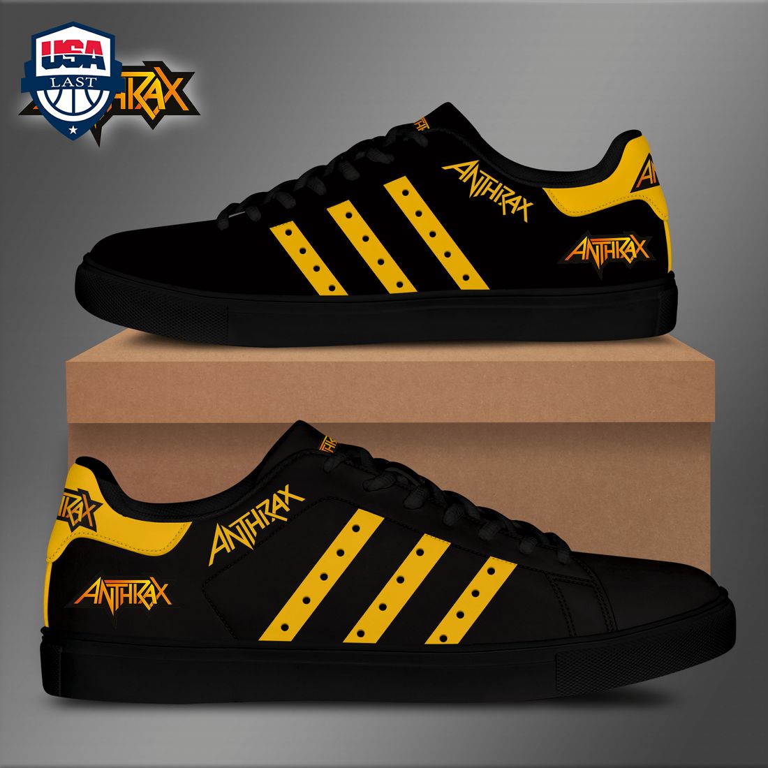 Anthrax Yellow Stripes Style 1 Stan Smith Low Top Shoes
