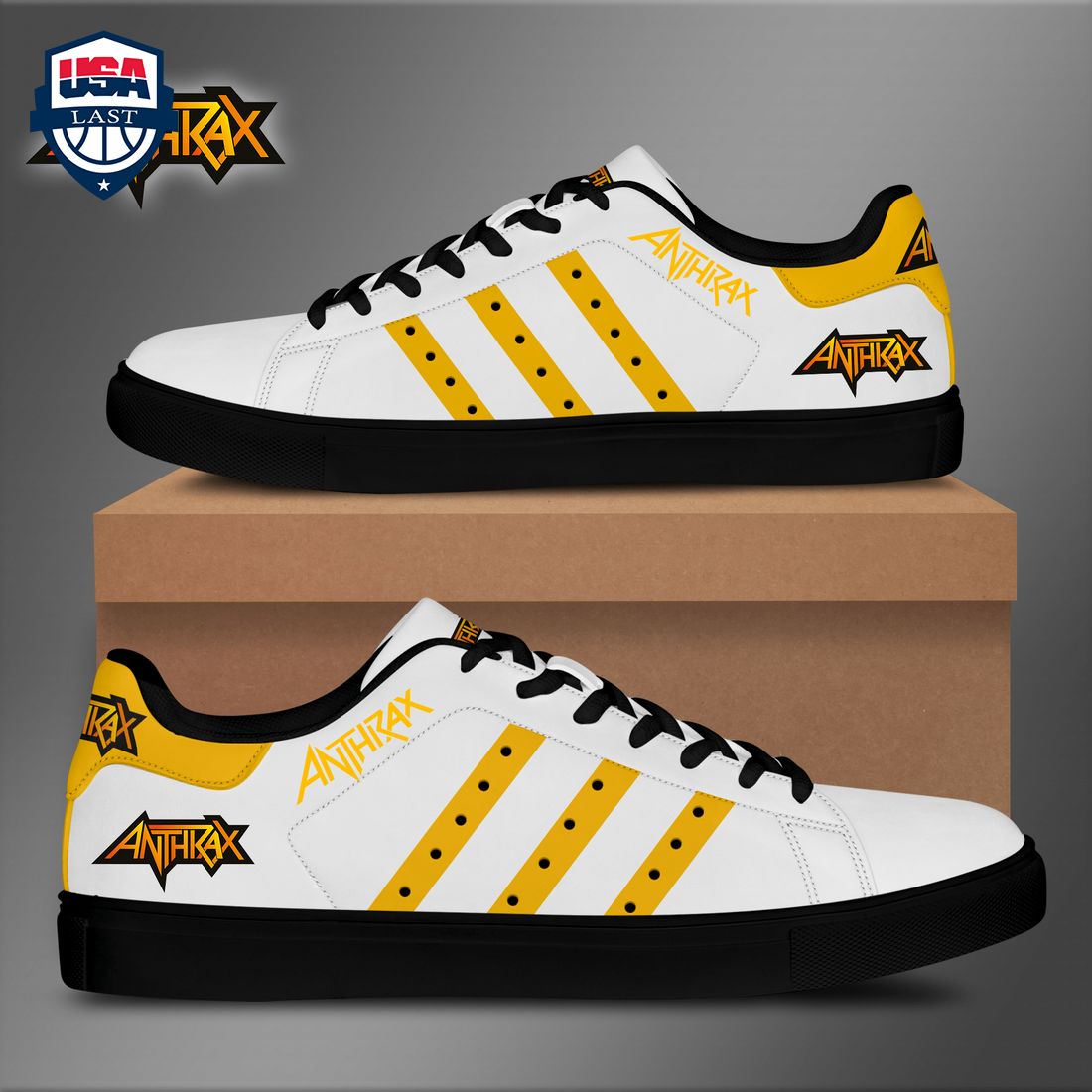 Anthrax Yellow Stripes Style 2 Stan Smith Low Top Shoes