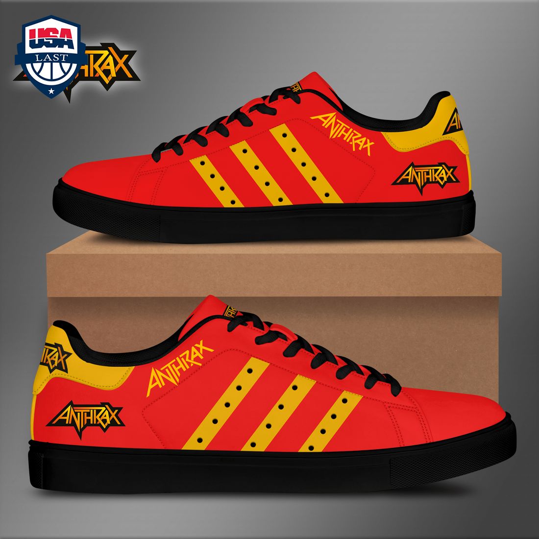 Anthrax Yellow Stripes Style 3 Stan Smith Low Top Shoes