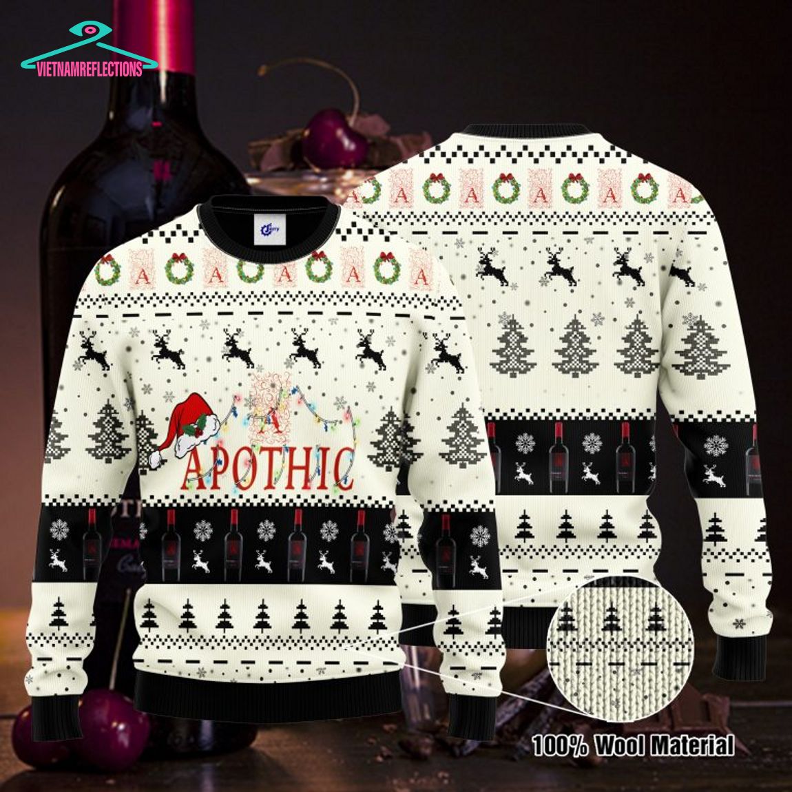 Apothic Santa Hat Ugly Christmas Sweater
