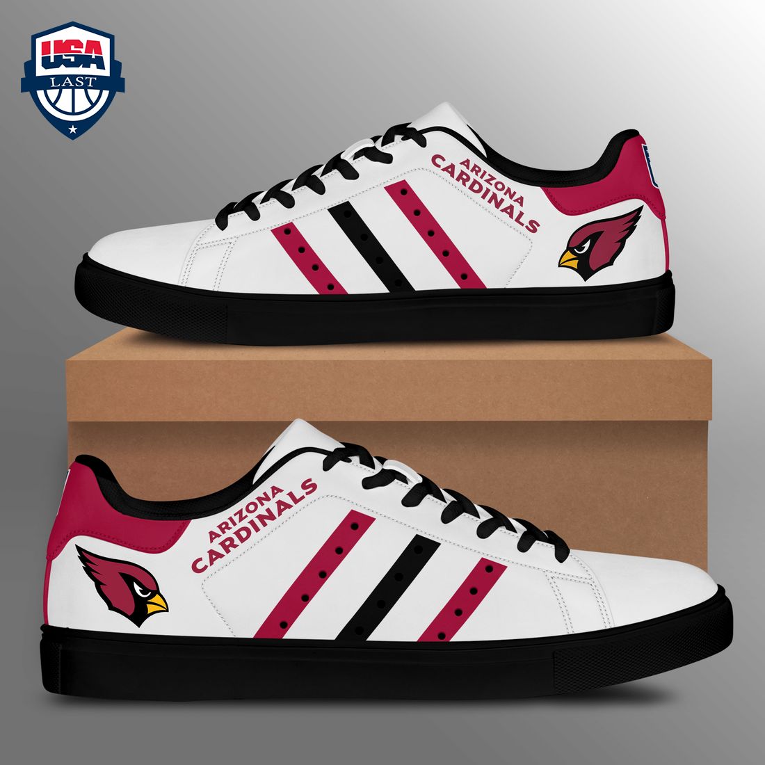 Arizona Cardinals Red Black Stripes Stan Smith Low Top Shoes