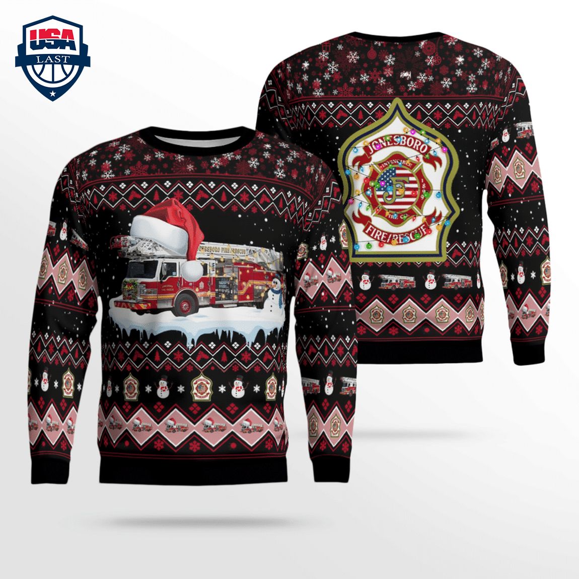 Arkansas Jonesboro Fire Department 3D Christmas Sweater