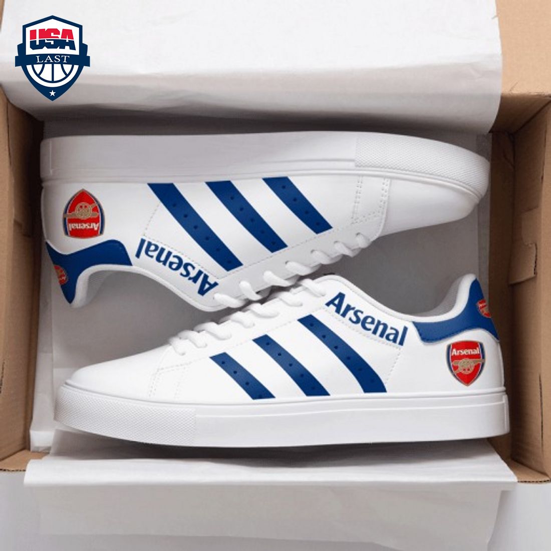 Arsenal FC Navy Stripes Style 1 Stan Smith Low Top Shoes