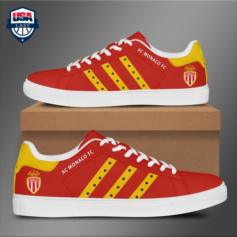 AS Monaco FC Yellow Stripes Style 1 Stan Smith Low Top Shoes - Lovely smile