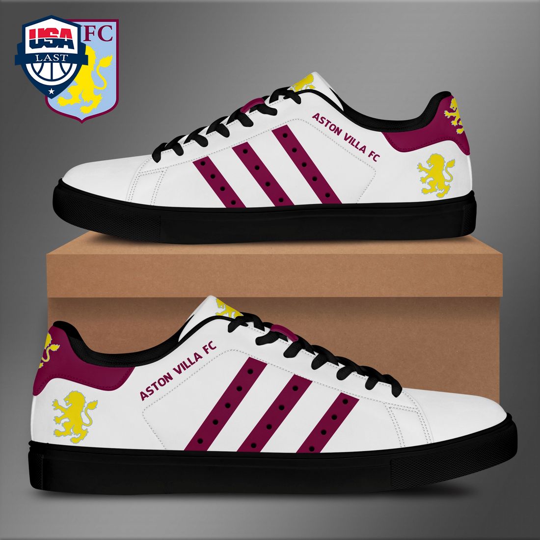 Aston Villa FC Red Stripes Style 1 Stan Smith Low Top Shoes