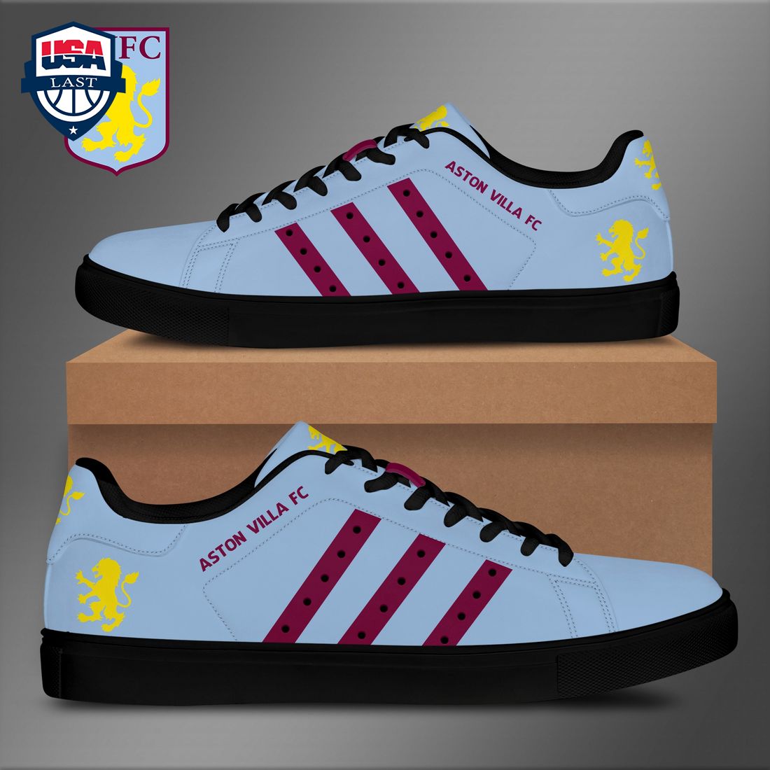 Aston Villa FC Red Stripes Style 2 Stan Smith Low Top Shoes