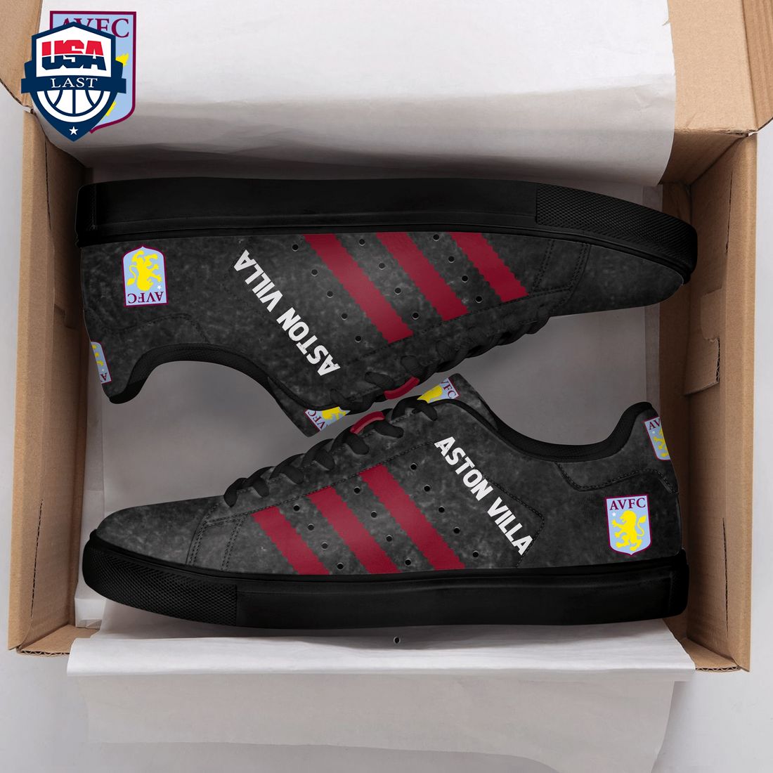 Aston Villa FC Red Stripes Style 5 Stan Smith Low Top Shoes
