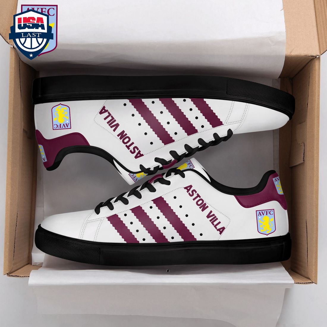 Aston Villa FC Red Stripes Style 6 Stan Smith Low Top Shoes