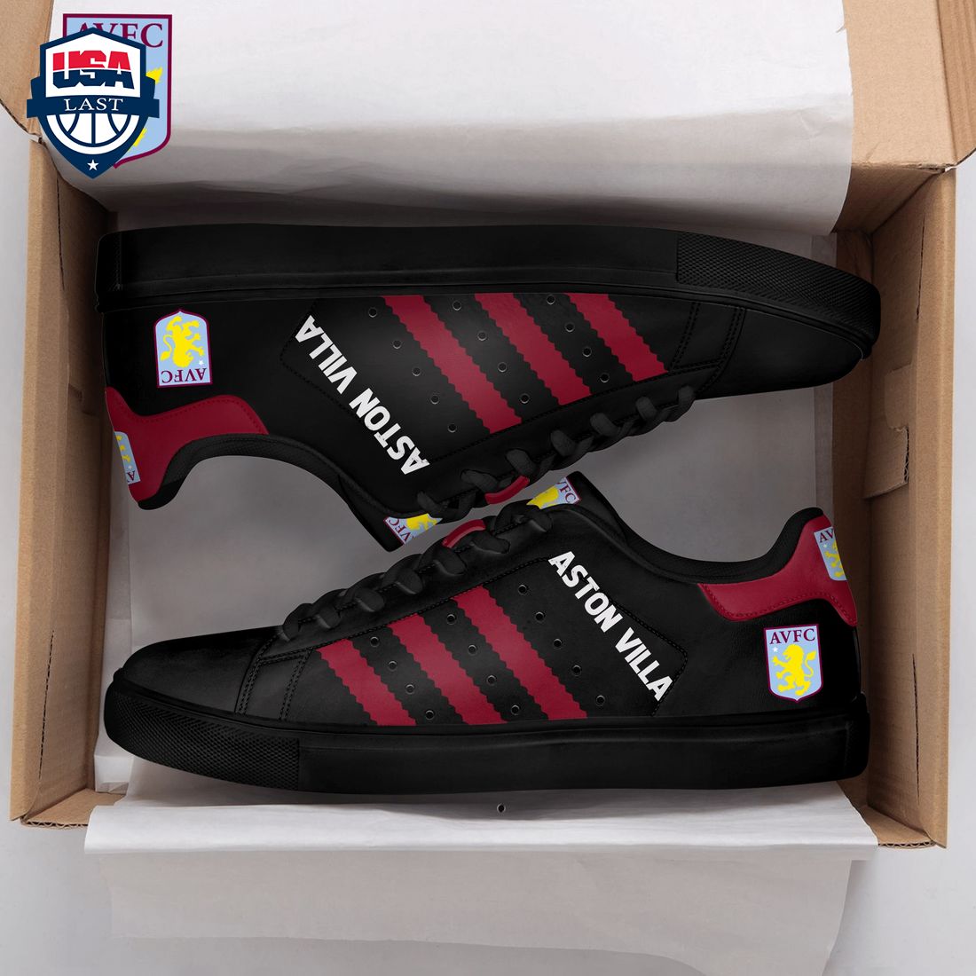 Aston Villa FC Red Stripes Style 7 Stan Smith Low Top Shoes