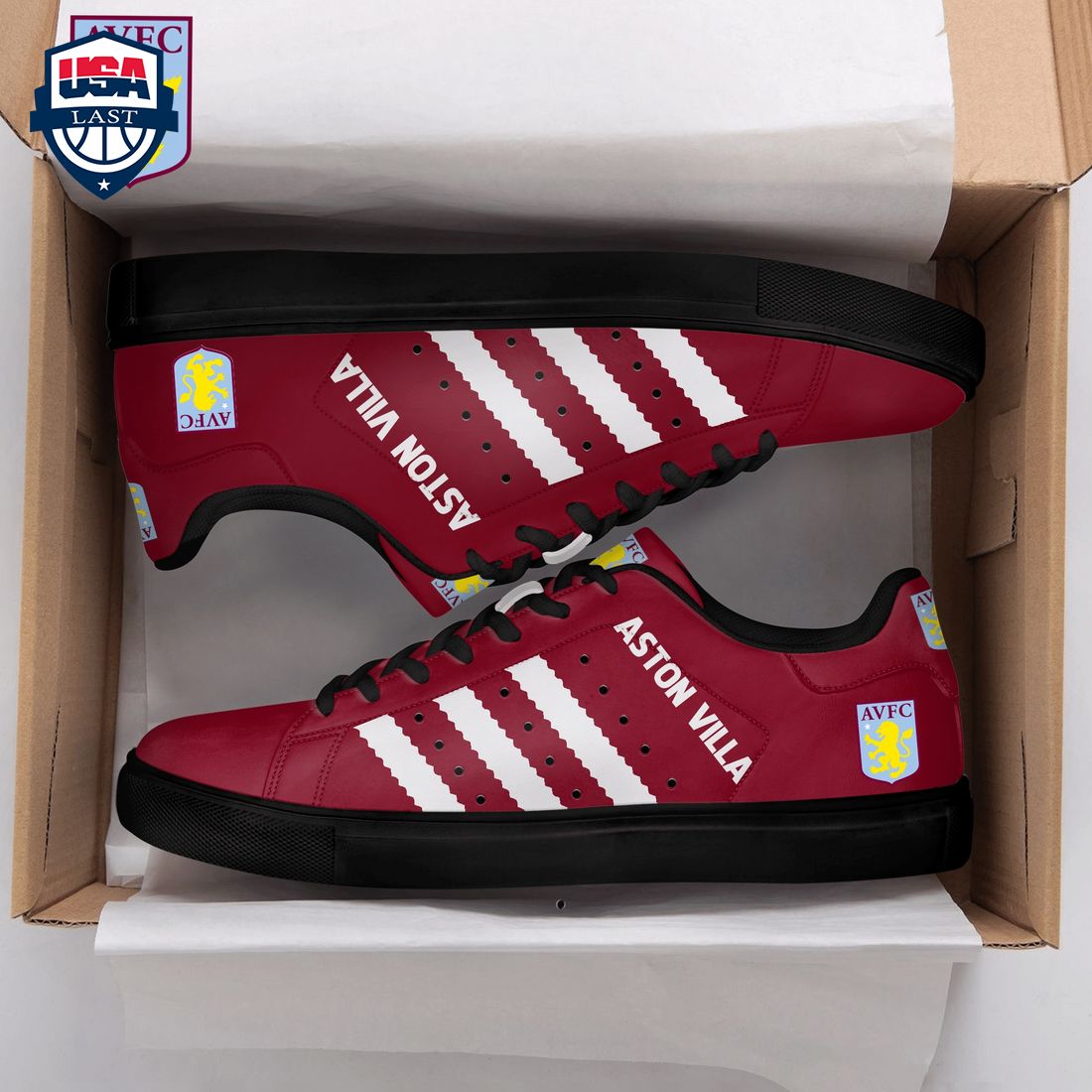 Aston Villa FC White Stripes Style 1 Stan Smith Low Top Shoes