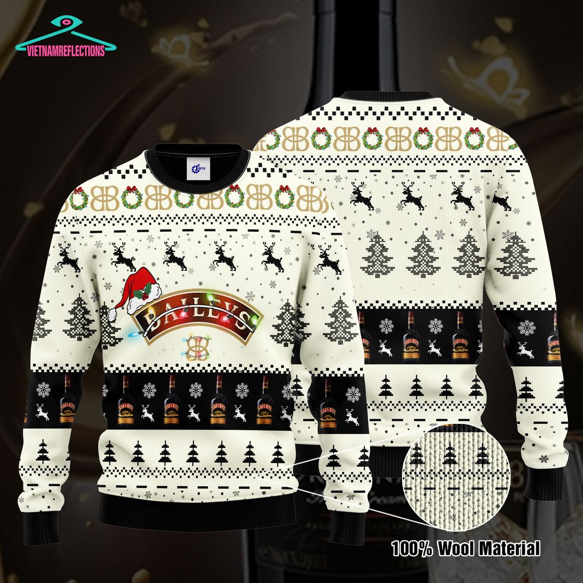 Baileys Santa Hat Ugly Christmas Sweater