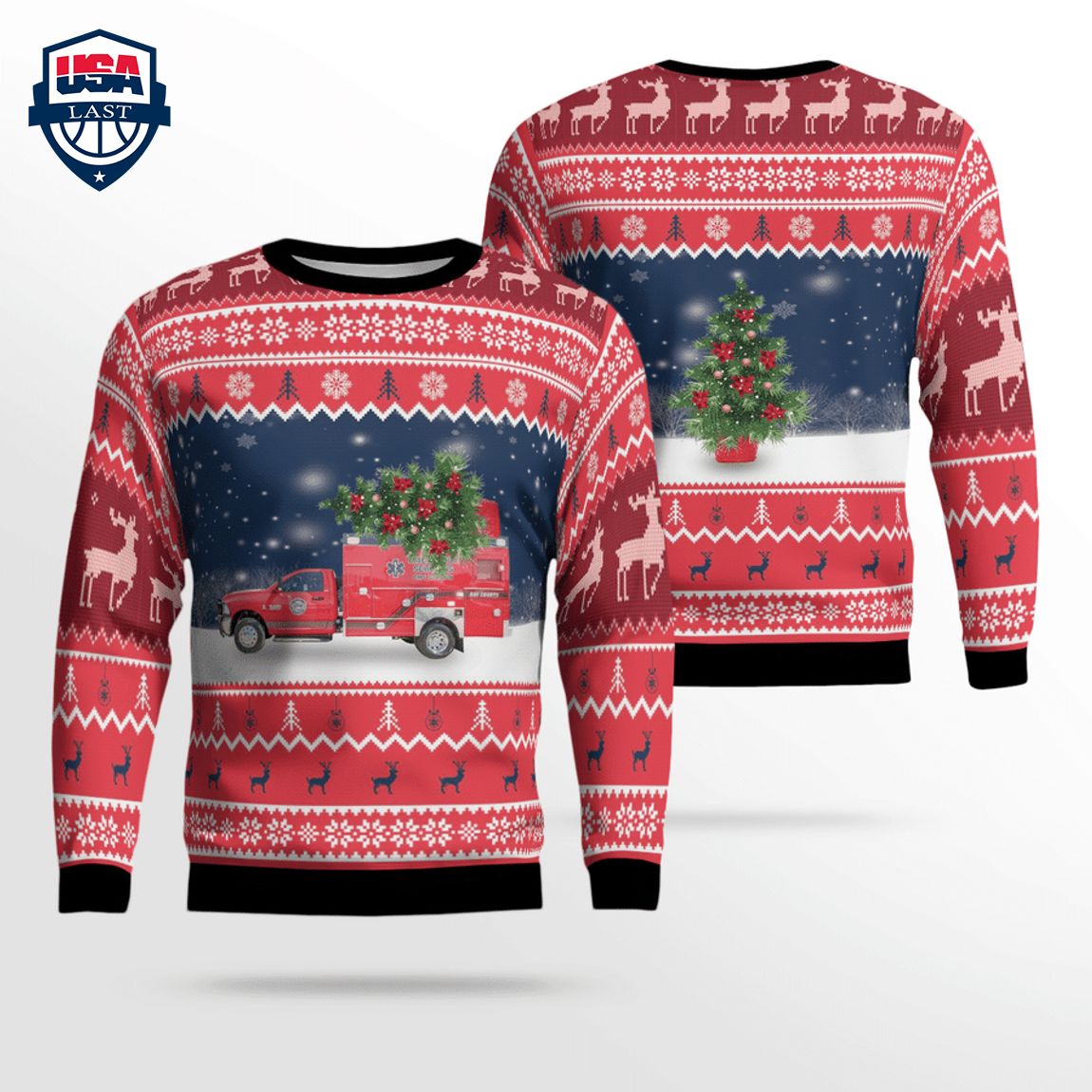 Bay County EMS Ver 3 3D Christmas Sweater