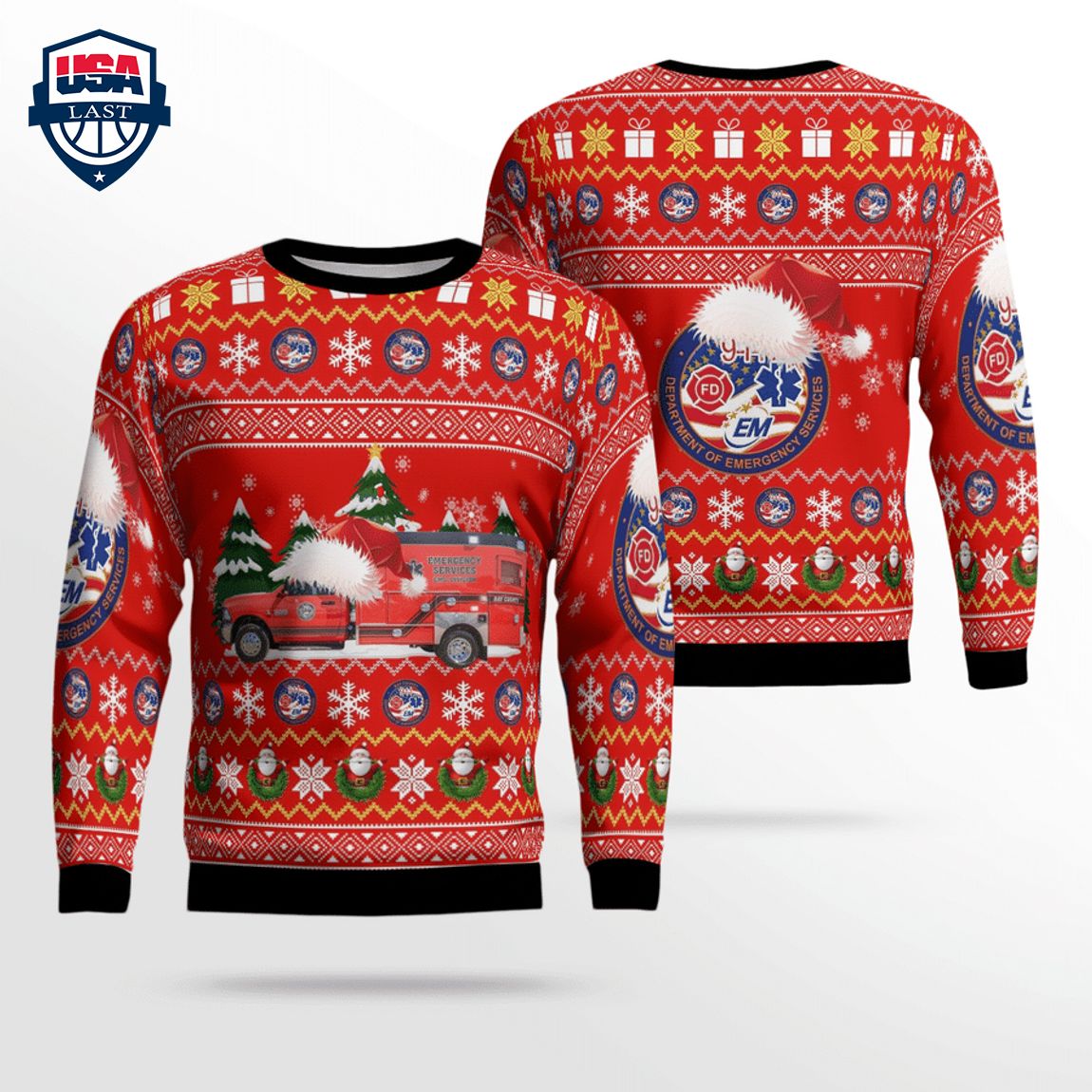 Bay County EMS Ver 4 3D Christmas Sweater
