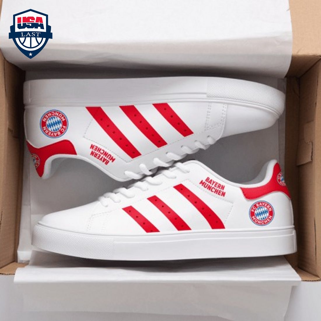 Bayern Munich Red Stripes Stan Smith Low Top Shoes