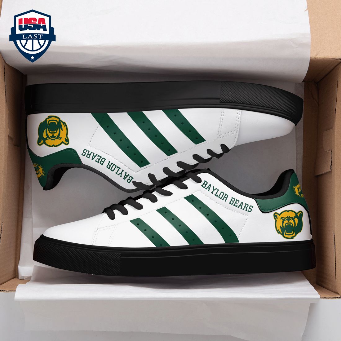 Baylor Bears Forest Green Stripes Stan Smith Low Top Shoes