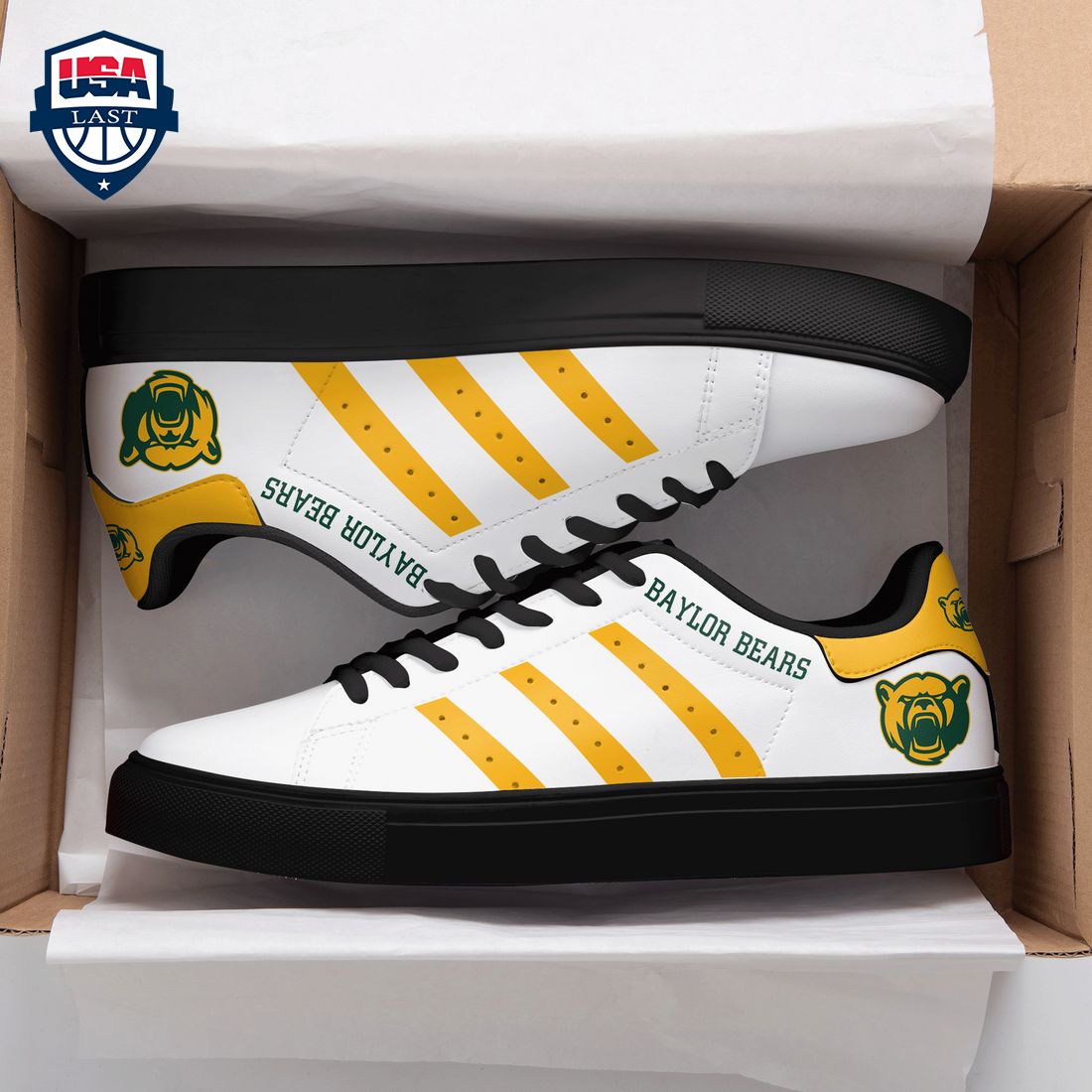 Baylor Bears Yellow Stripes Style 1 Stan Smith Low Top Shoes - Nice Pic