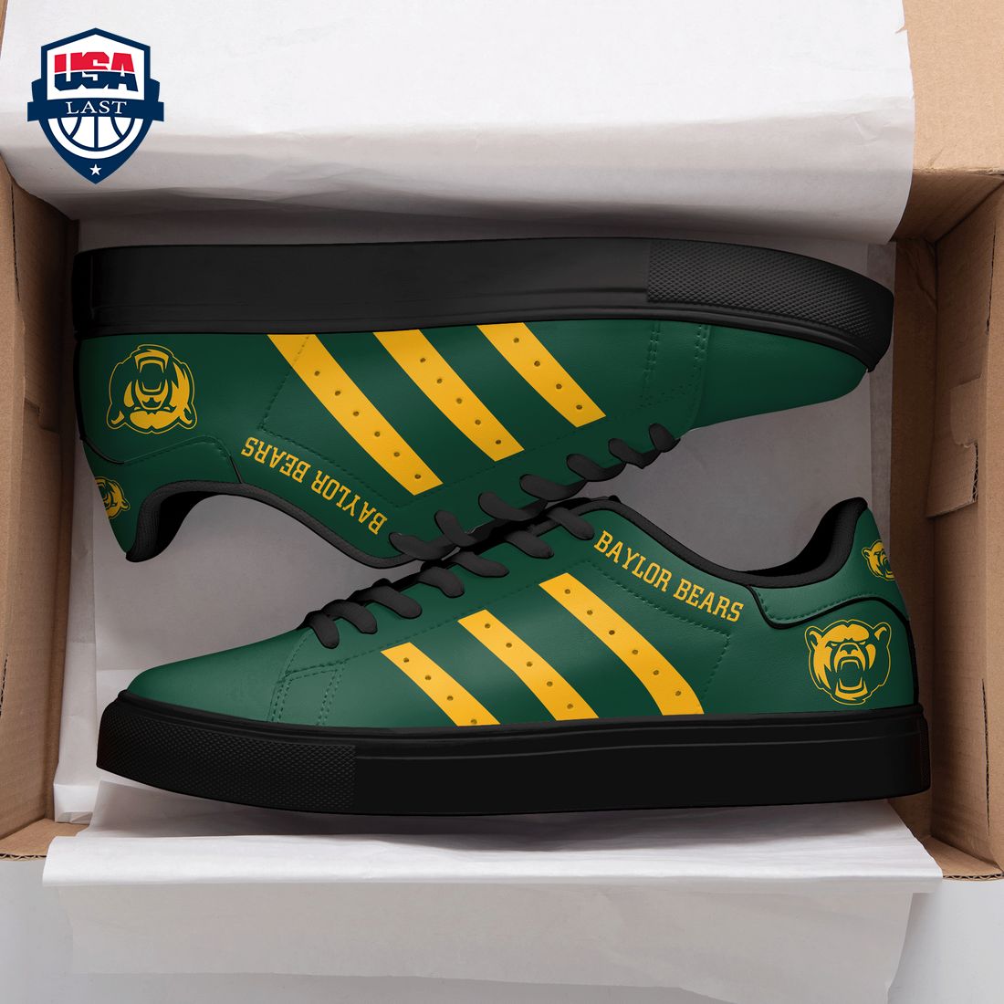 Baylor Bears Yellow Stripes Style 2 Stan Smith Low Top Shoes