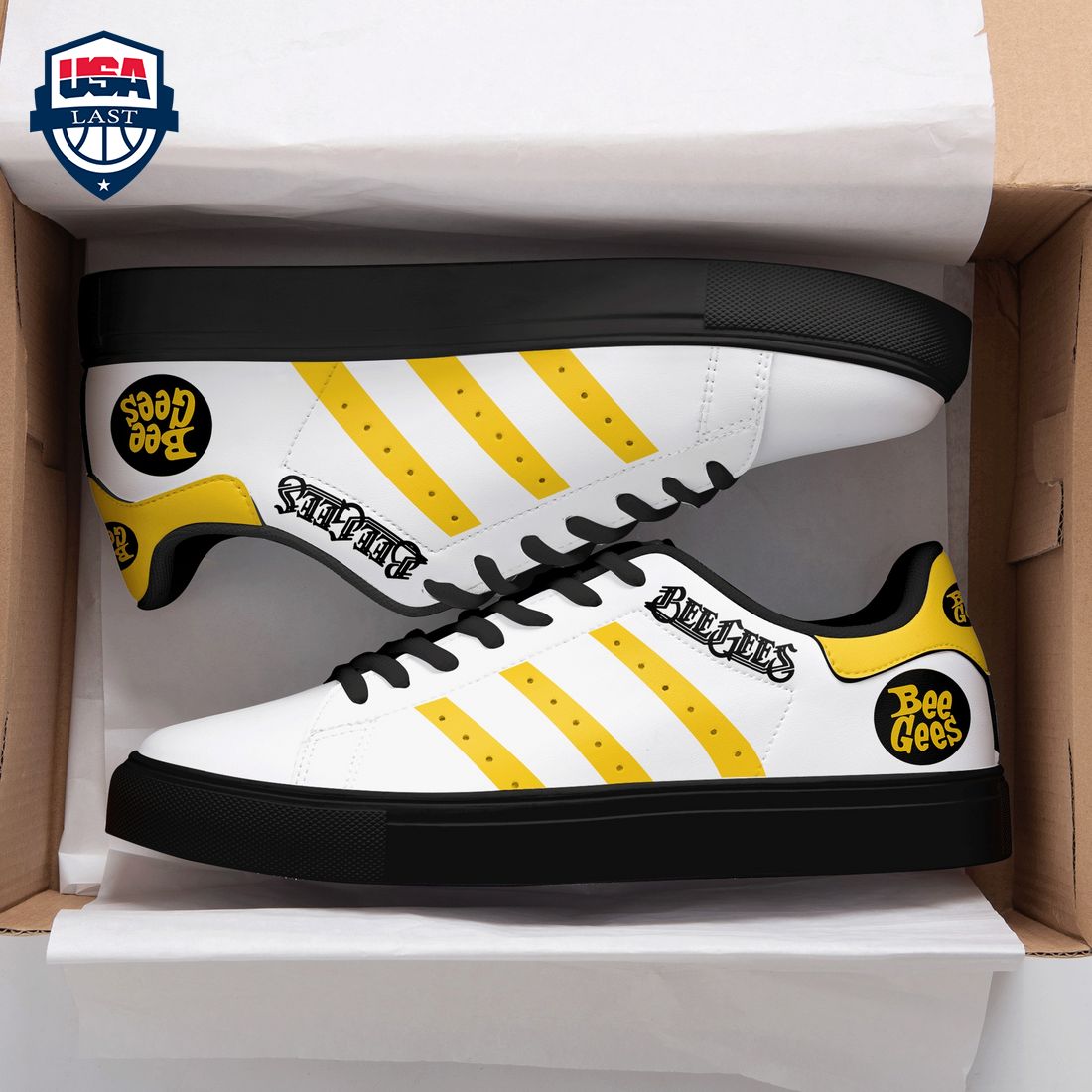 Bee Gees Yellow Stripes Stan Smith Low Top Shoes