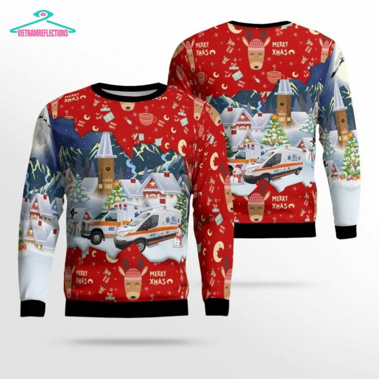 Bell Ambulance Milwaukee Wisconsin 3D Christmas Sweater - Cuteness overloaded