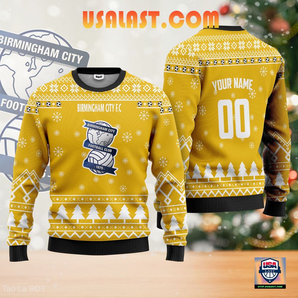 Coolest Birmingham City F.C Ugly Christmas Sweater Yellow Version
