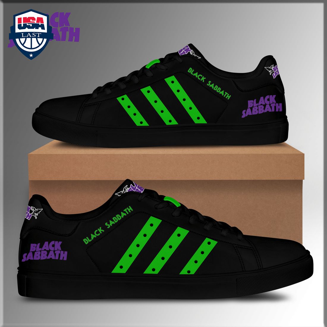 Black Sabbath Green Stripes Style 1 Stan Smith Low Top Shoes - Sizzling