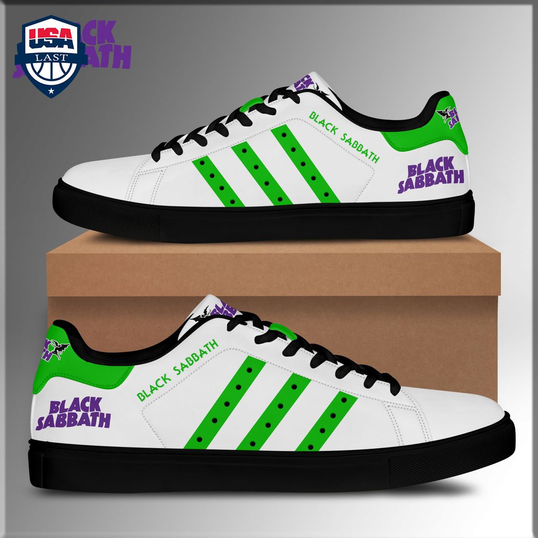 Black Sabbath Green Stripes Style 2 Stan Smith Low Top Shoes