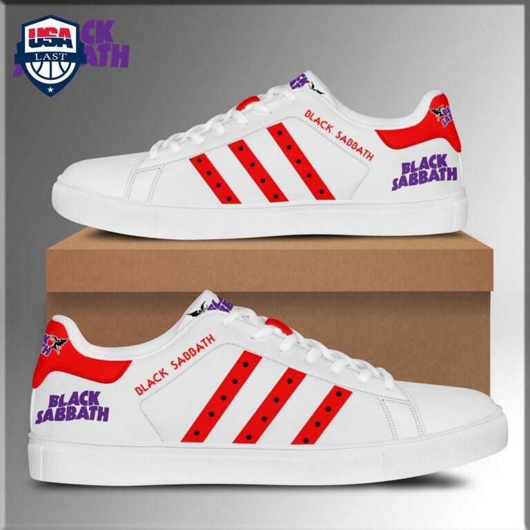 Black Sabbath Red Stripes Stan Smith Low Top Shoes - Lovely smile
