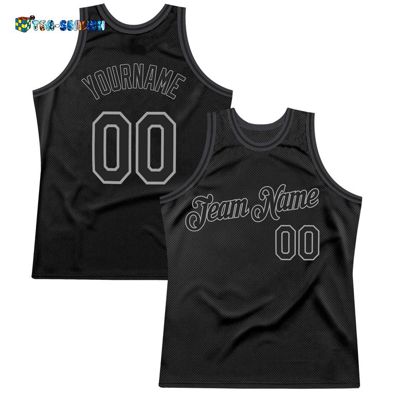 New Taobao Black-Silver Gray Authentic Throwback Basketball Jersey