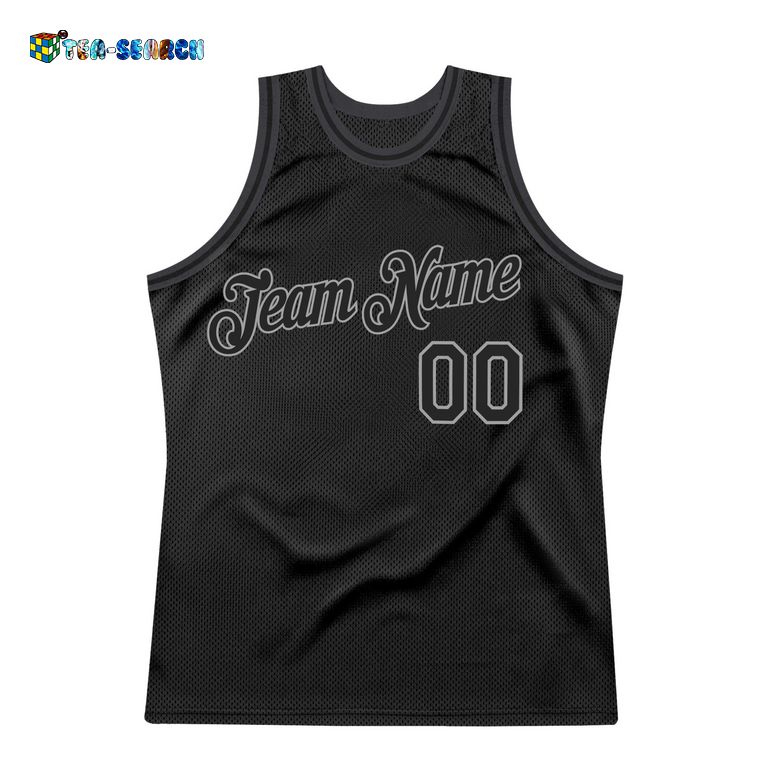 Black-Silver Gray Authentic Throwback Basketball Jersey - Stand easy bro