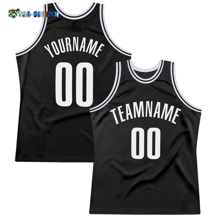 Black White Authentic Throwback Basketball Jersey - Beauty queen