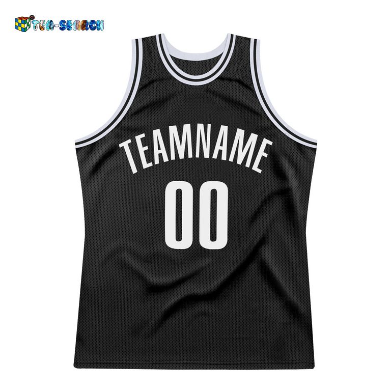 Black White Authentic Throwback Basketball Jersey - Selfie expert