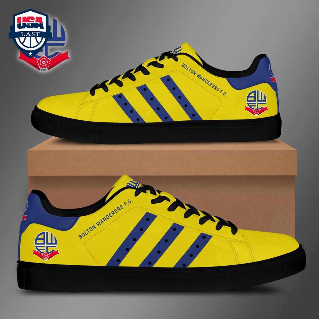 Bolton Wanderers FC Navy Stripes Style 1 Stan Smith Low Top Shoes