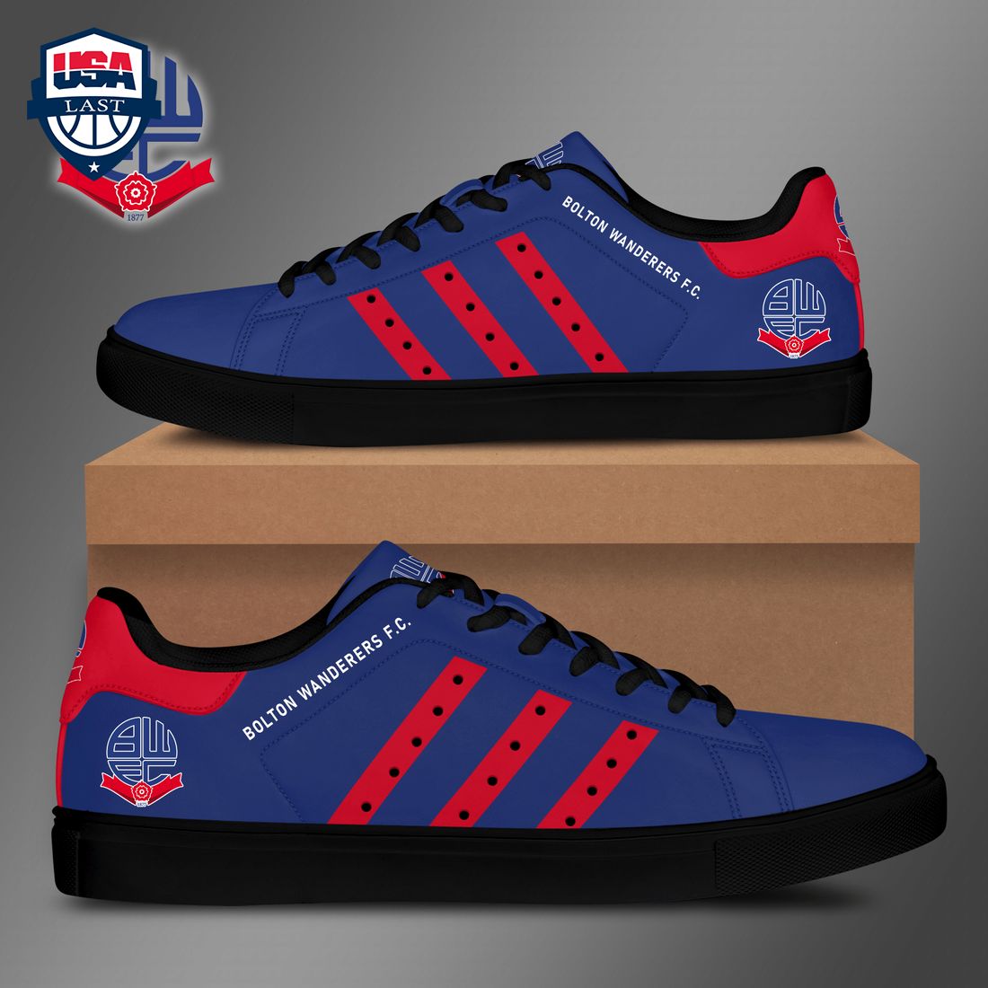 Bolton Wanderers FC Red Stripes Style 1 Stan Smith Low Top Shoes