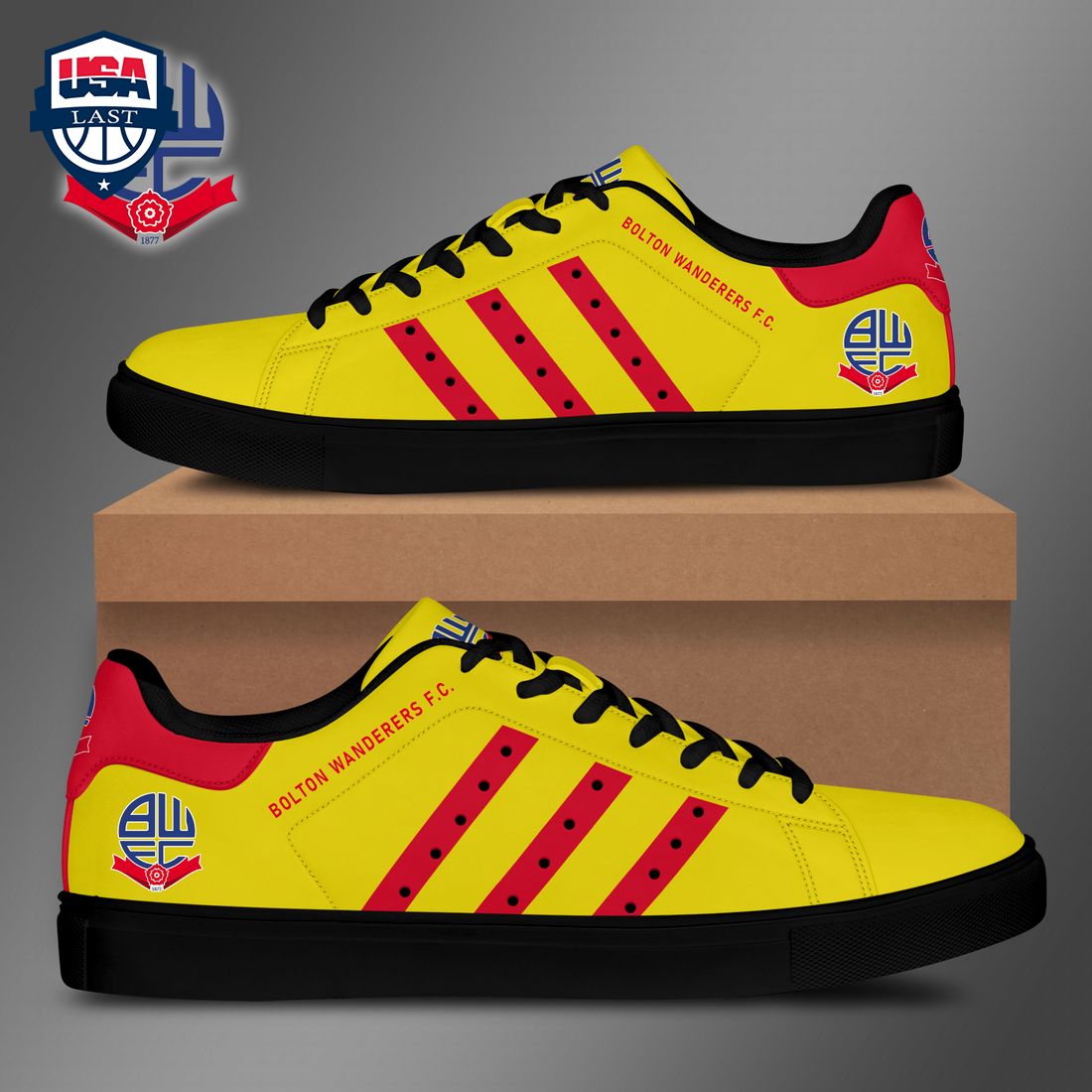 Bolton Wanderers FC Red Stripes Style 2 Stan Smith Low Top Shoes