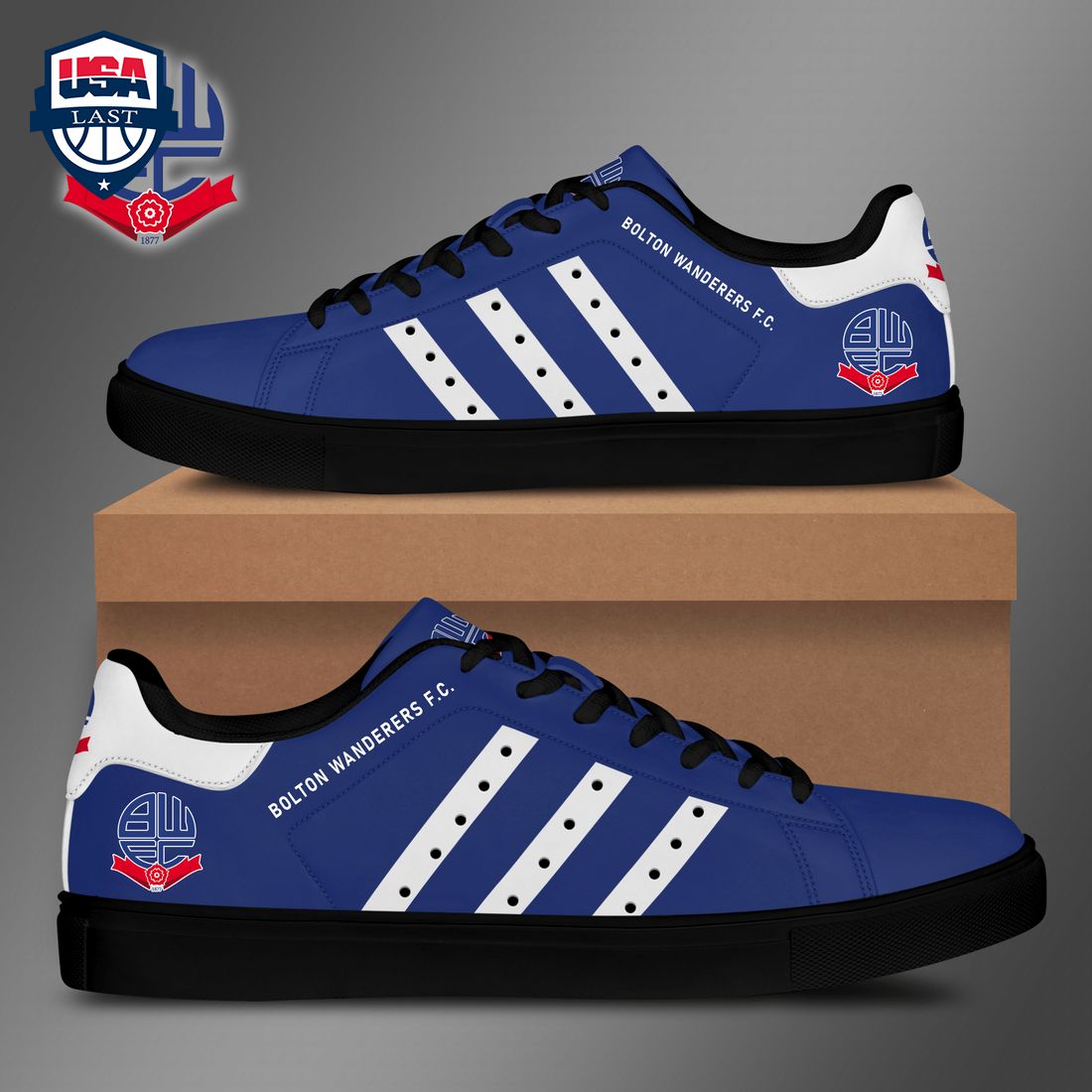 Bolton Wanderers FC White Stripes Style 1 Stan Smith Low Top Shoes