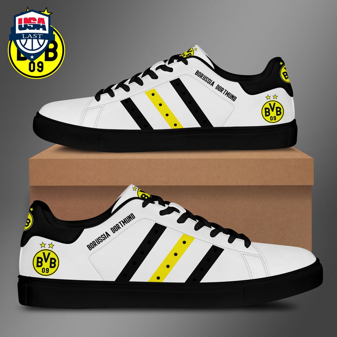 Borussia Dortmund Black Yellow Stripes Stan Smith Low Top Shoes