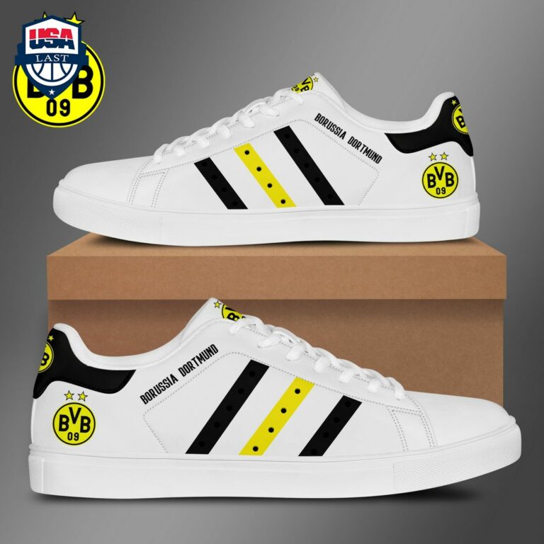 Borussia Dortmund Black Yellow Stripes Stan Smith Low Top Shoes - You look lazy