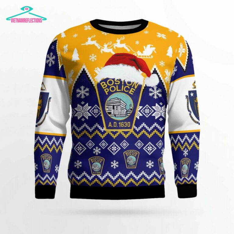 Boston Police Department Ver 3 3D Christmas Sweater - Super sober