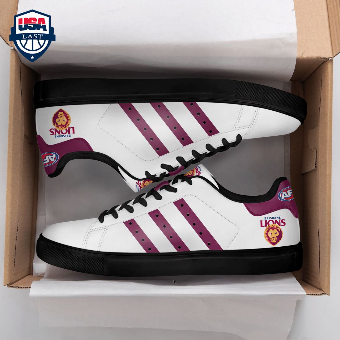 Brisbane Lions Red Stripes Style 2 Stan Smith Low Top Shoes